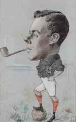 第98ノーススタッフォードシャー連隊のパイプ喫煙フットボール選手、1892年（紙にチョーク）